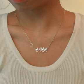 Personalized American Sign Language Necklace with Fingerspelling