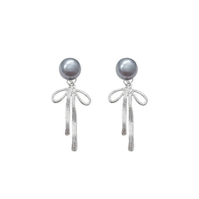 Detachable Pearl Bow Dangle Earrings