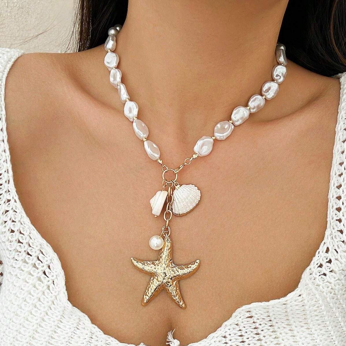 Bohemian Shell Pearl Necklace