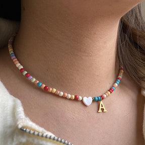 Colorful Beads Initial Choker - zuzumia