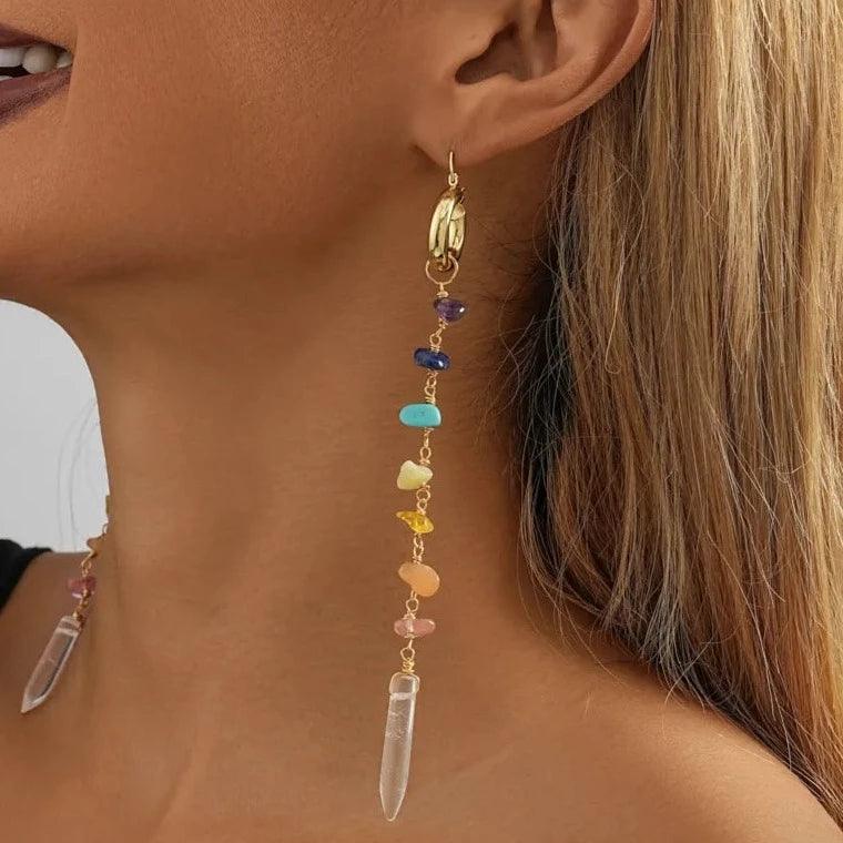 7 Chakra Crystal Rainbow Earrings - zuzumia