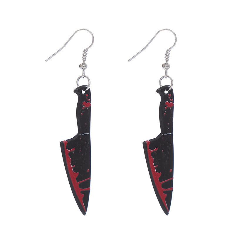 Goth Blood Knife Dangle Earrings - zuzumia