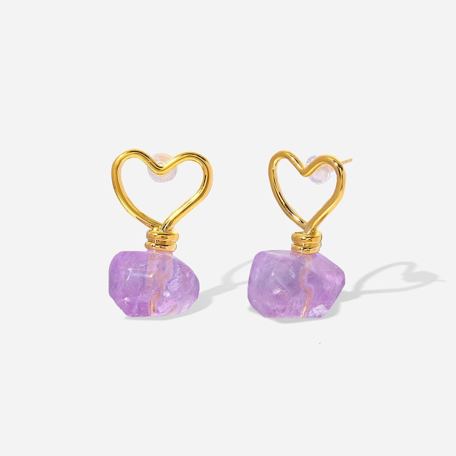 Amethyst Gemstone Vintage Earrings - zuzumia