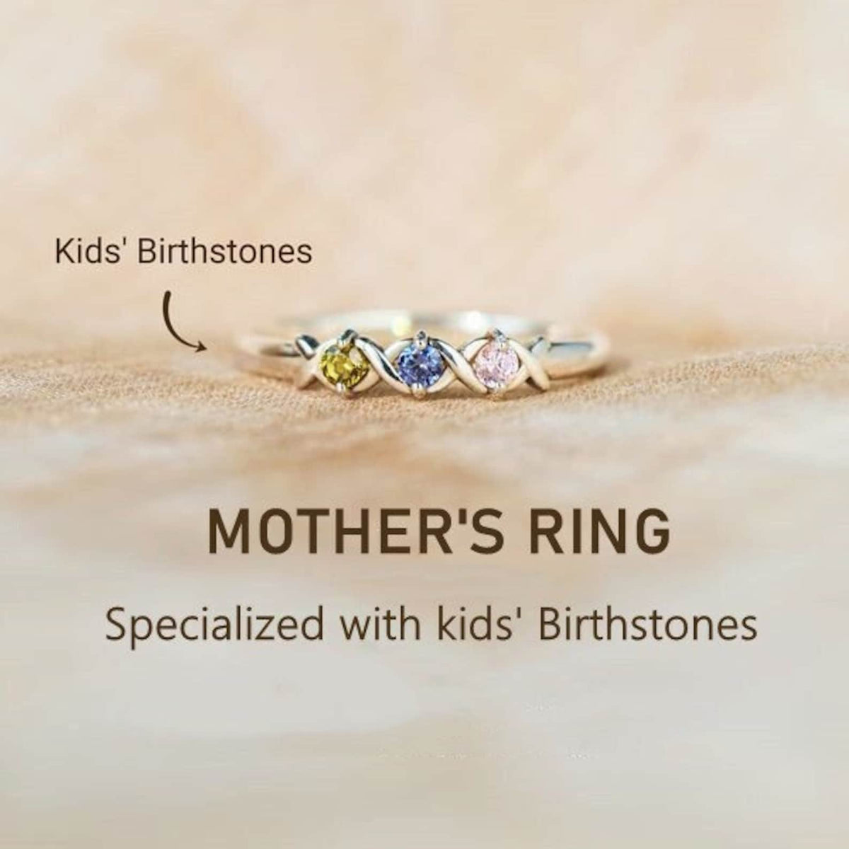 Personalized 1~6 Birthstones XOXO Ring