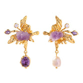 Amethyst Gemstone Vintage Earrings - zuzumia