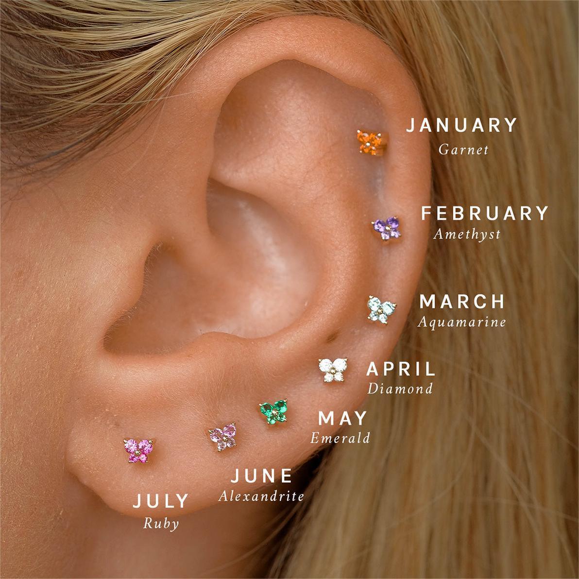 Birthstone Butterfly Single Stud - zuzumia