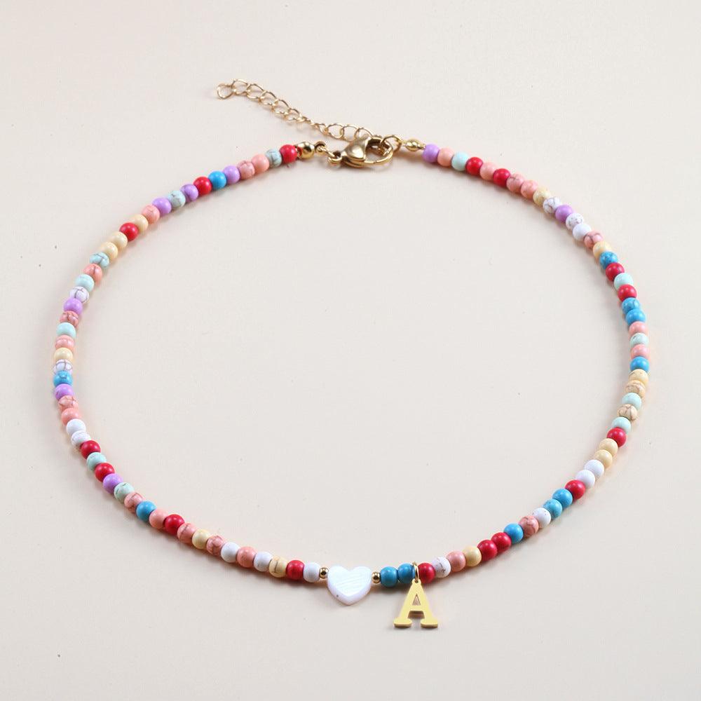 Colorful Beads Initial Choker - zuzumia