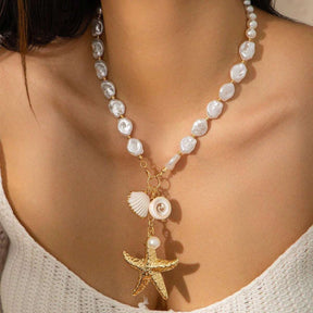 Bohemian Shell Pearl Necklace