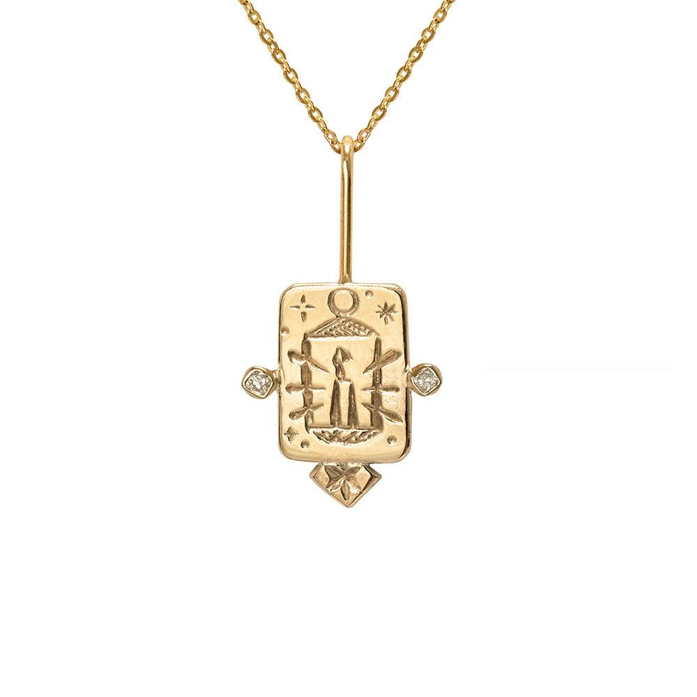 18K Gold Tarot Card Necklace - zuzumia