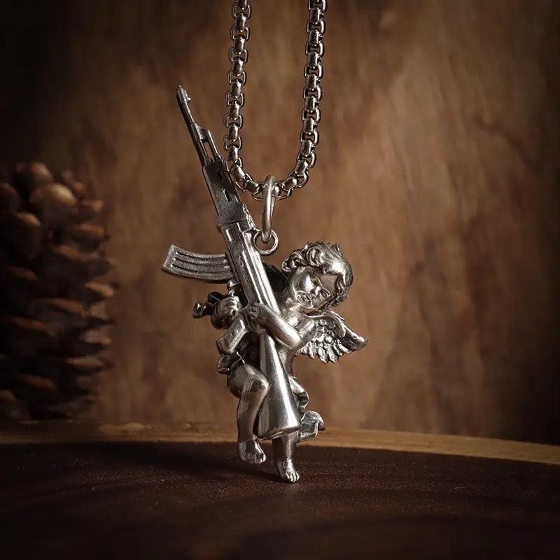 Peace and War Angel Ak-47 Pendant Necklace - zuzumia