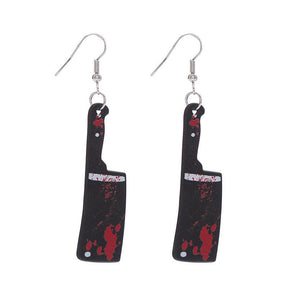 Goth Blood Knife Dangle Earrings - zuzumia