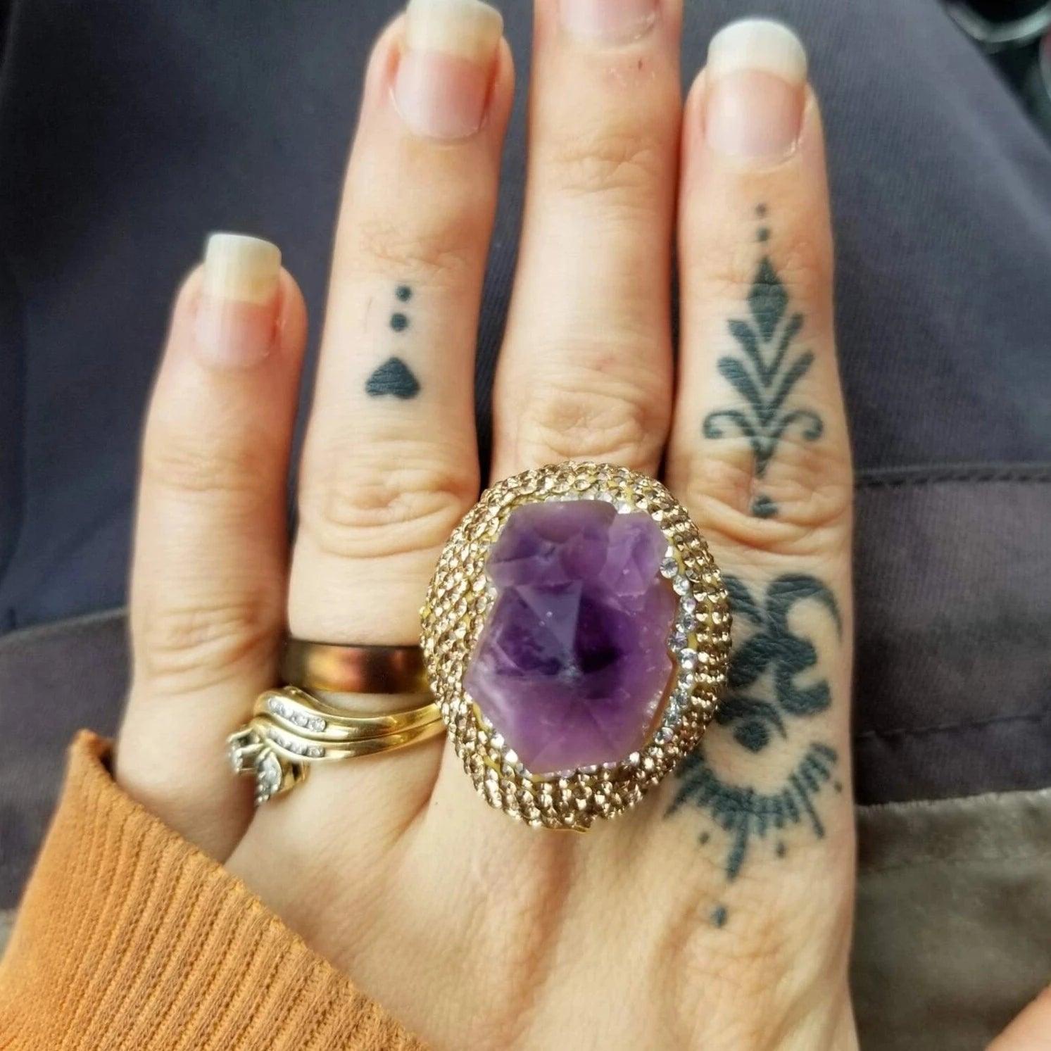 Amethyst Stone Decor Ring - zuzumia