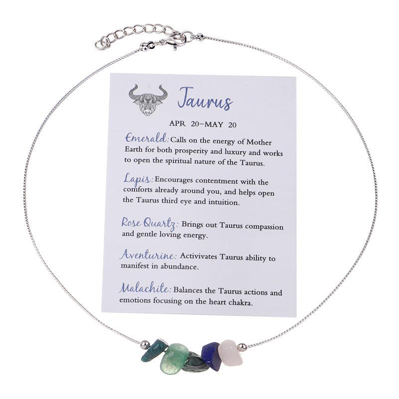 Natural Stone Zodiac Sign Bracelet Necklace - zuzumia