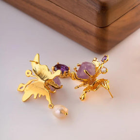 Amethyst Gemstone Vintage Earrings - zuzumia