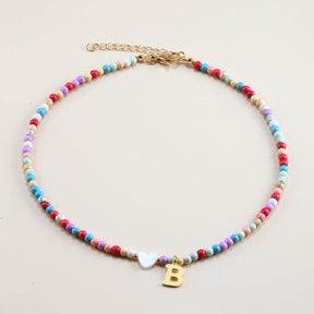 Colorful Beads Initial Choker - zuzumia