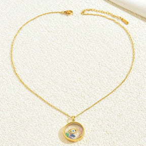 Evil Eye Pendant Necklace With Rotating Parts - zuzumia