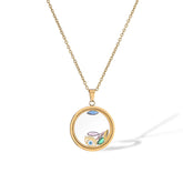 Evil Eye Pendant Necklace With Rotating Parts - zuzumia