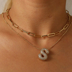 3D Bubble Letter Double-layer Necklace