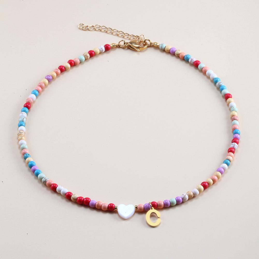 Colorful Beads Initial Choker - zuzumia