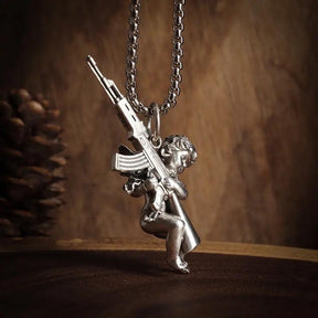 Peace and War Angel Ak-47 Pendant Necklace - zuzumia