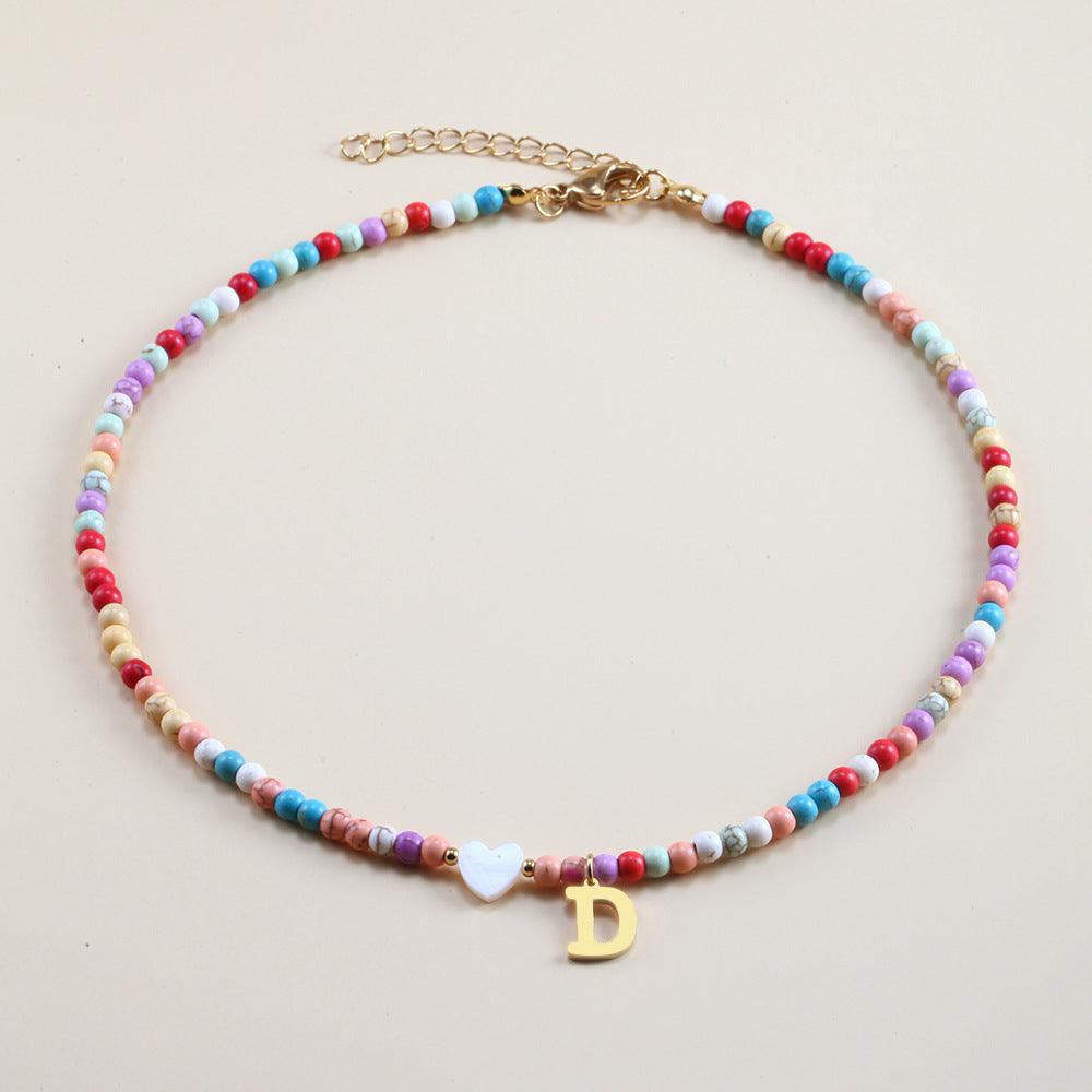 Colorful Beads Initial Choker - zuzumia