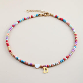 Colorful Beads Initial Choker - zuzumia