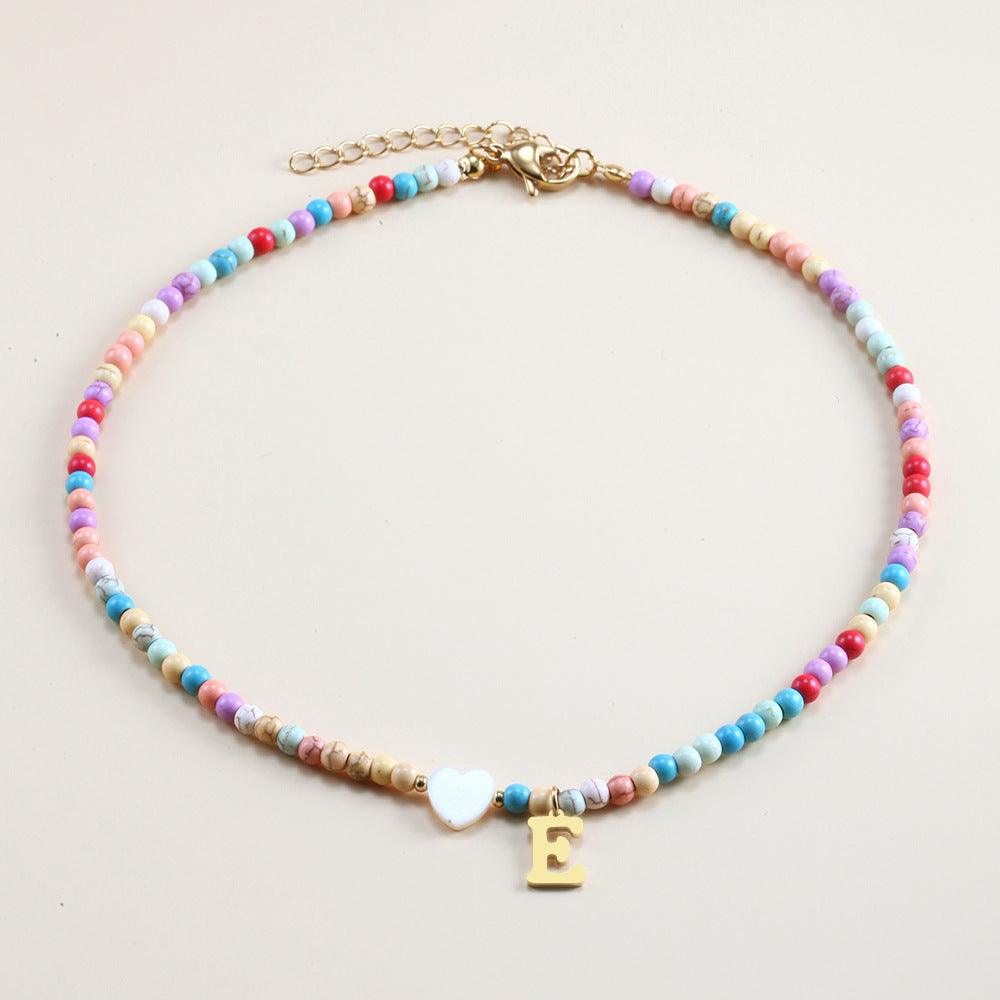 Colorful Beads Initial Choker - zuzumia