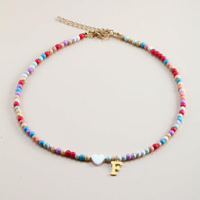 Colorful Beads Initial Choker - zuzumia