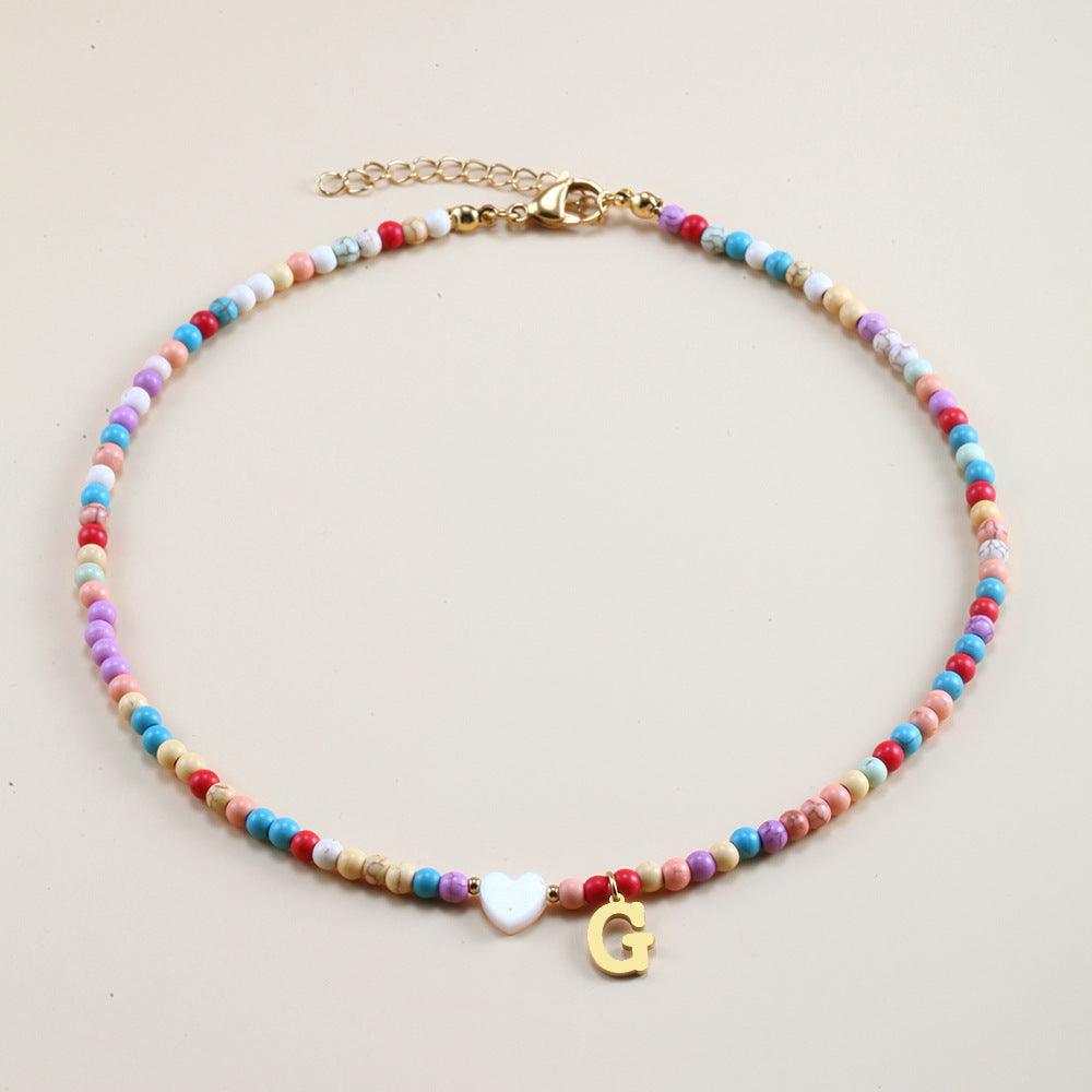 Colorful Beads Initial Choker - zuzumia