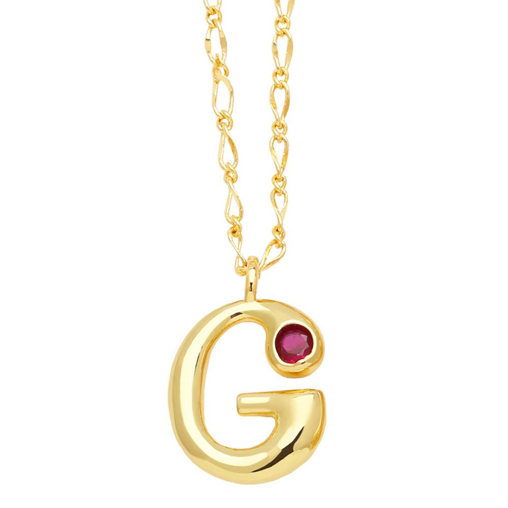 Bubble Letter Initial Necklace - zuzumia