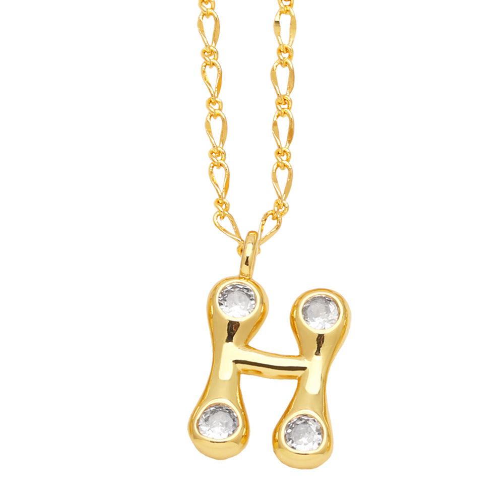 Bubble Letter Initial Necklace - zuzumia