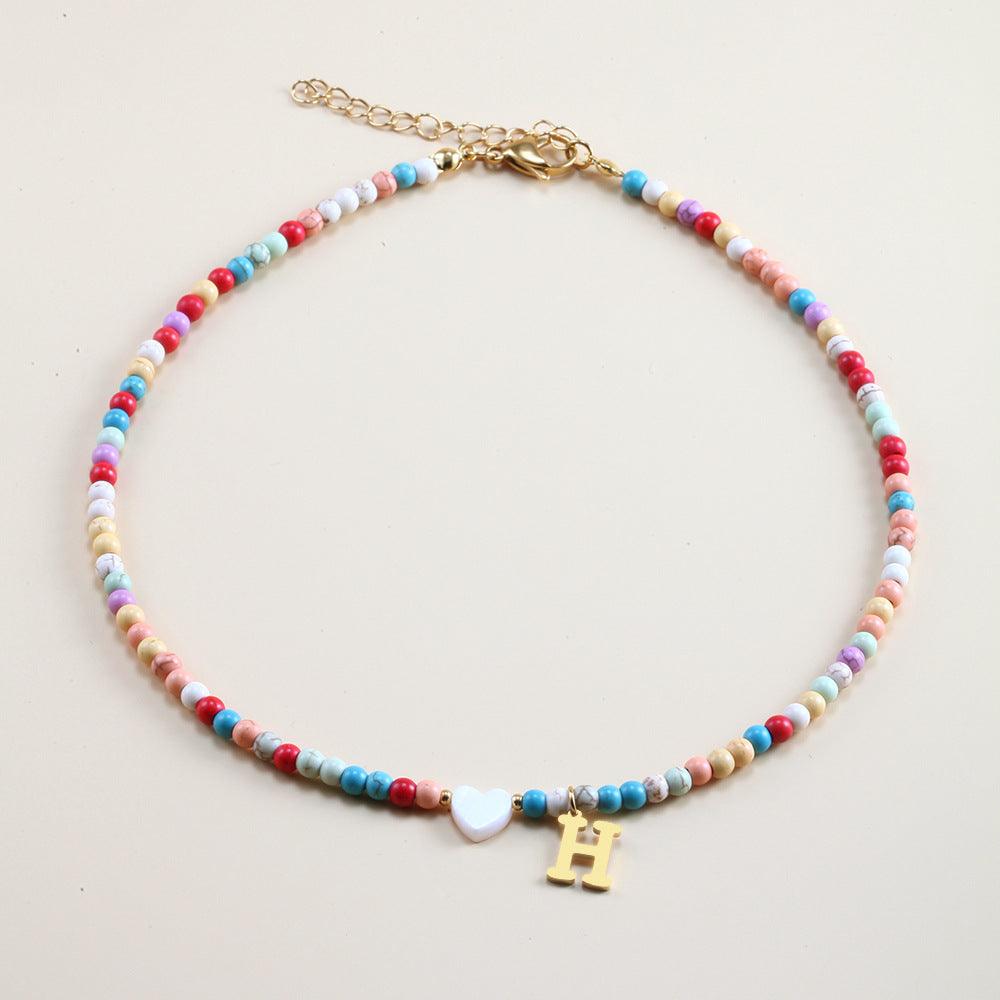 Colorful Beads Initial Choker - zuzumia