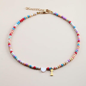 Colorful Beads Initial Choker - zuzumia