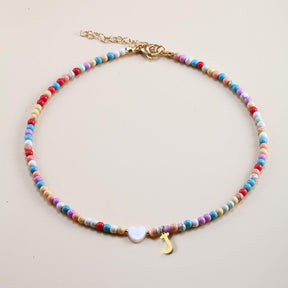 Colorful Beads Initial Choker - zuzumia