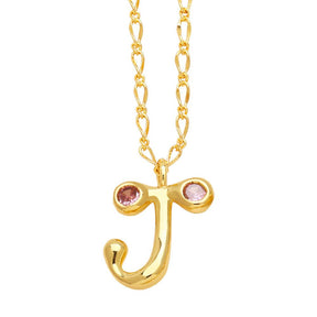 Bubble Letter Initial Necklace - zuzumia