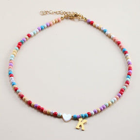 Colorful Beads Initial Choker - zuzumia