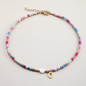 Colorful Beads Initial Choker - zuzumia