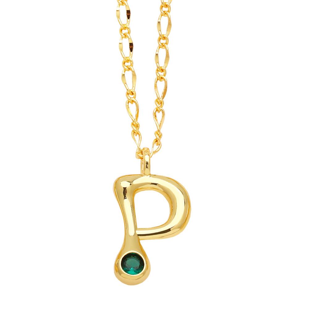 Bubble Letter Initial Necklace - zuzumia