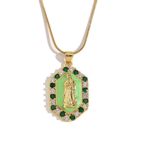 Multicolor Virgin Mary Zirconia Necklace - zuzumia