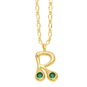 Bubble Letter Initial Necklace - zuzumia