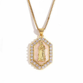 Multicolor Virgin Mary Zirconia Necklace - zuzumia