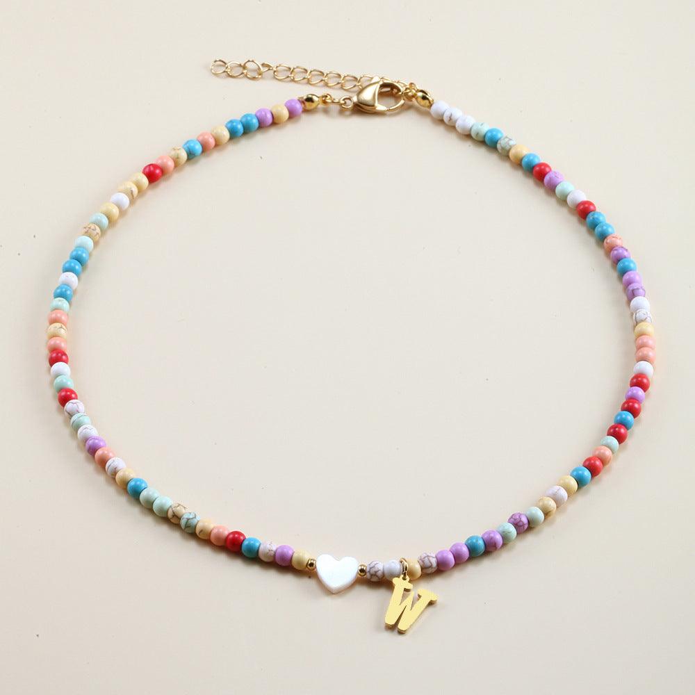 Colorful Beads Initial Choker - zuzumia