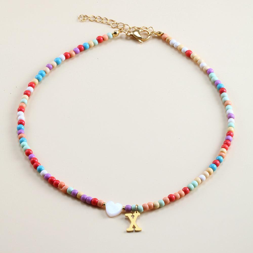 Colorful Beads Initial Choker - zuzumia