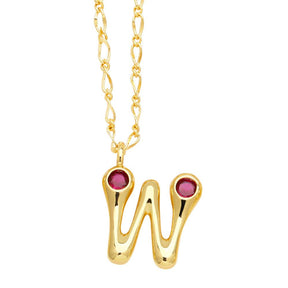 Bubble Letter Initial Necklace - zuzumia