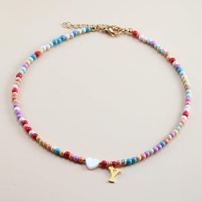 Colorful Beads Initial Choker - zuzumia