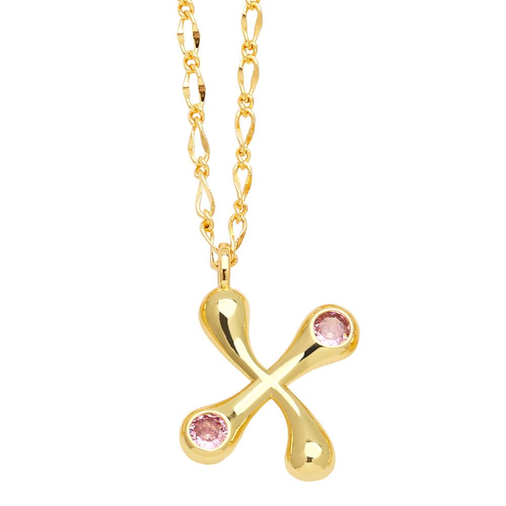 Bubble Letter Initial Necklace - zuzumia