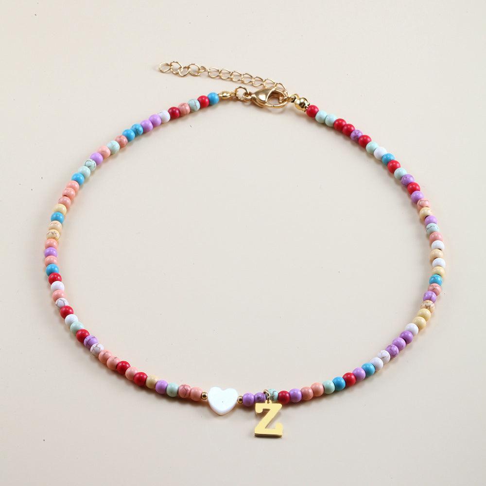 Colorful Beads Initial Choker - zuzumia