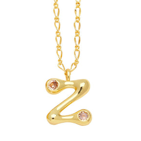 Bubble Letter Initial Necklace - zuzumia