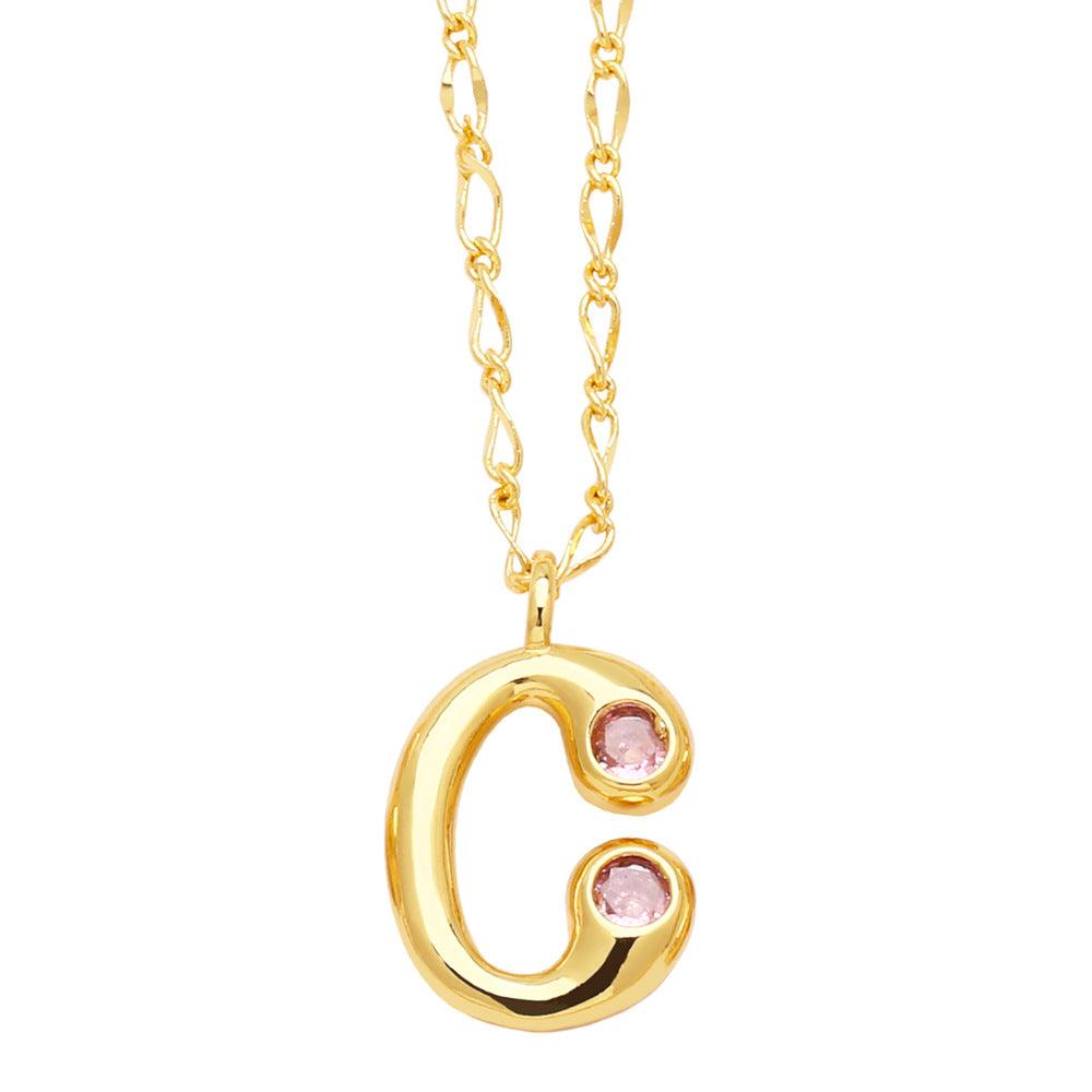 Bubble Letter Initial Necklace - zuzumia