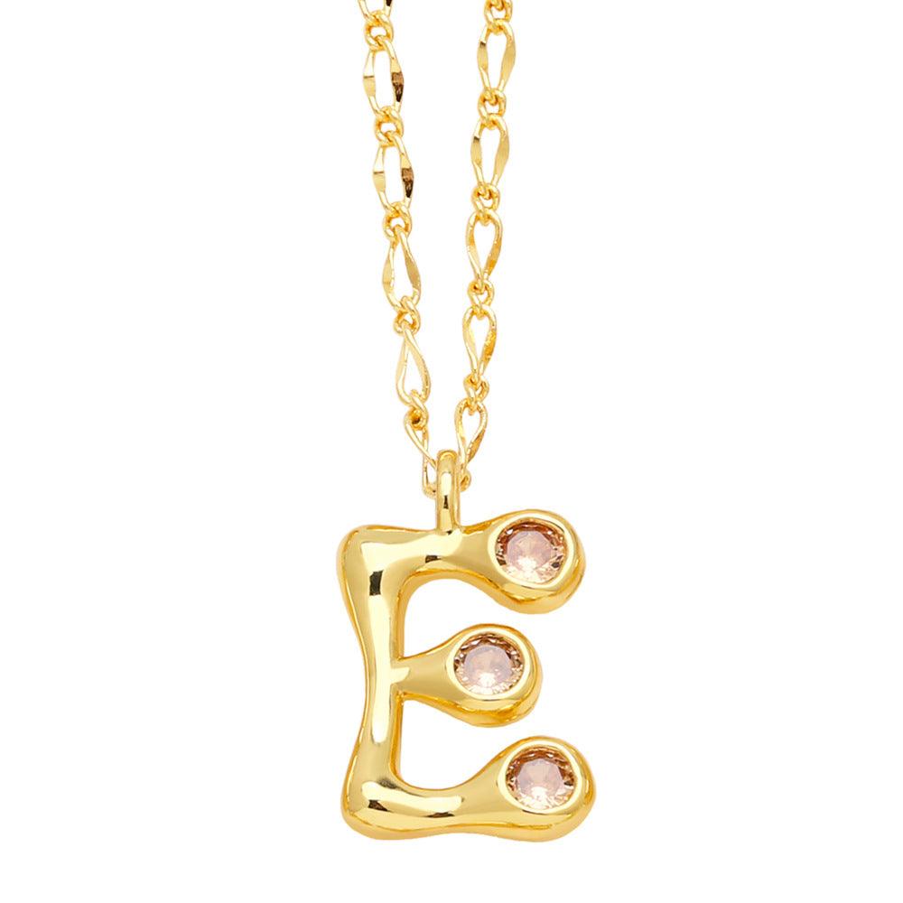 Bubble Letter Initial Necklace - zuzumia